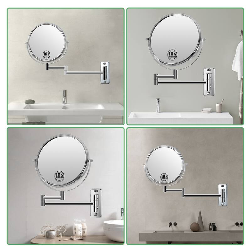 Hansabenne 8" x 8" Wall Mounted Makeup Mirror Double Sided Magnifying Mirror
