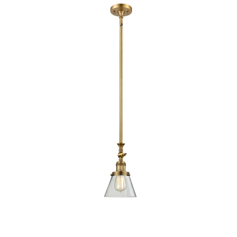 Innovations Lighting Small Cone 6" Wide Adjustable Mini Pendant - Brushed Brass / Clear