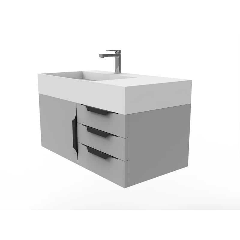 Amazon 36" Wall Mounted Bathroom Vanity Set w/ White Top