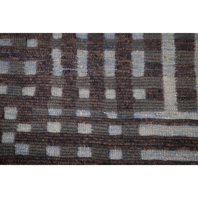 All-Over Checkered Moroccan Oriental Area Rug Hand-Knotted Wool Carpet - 8'10"x 12'7"