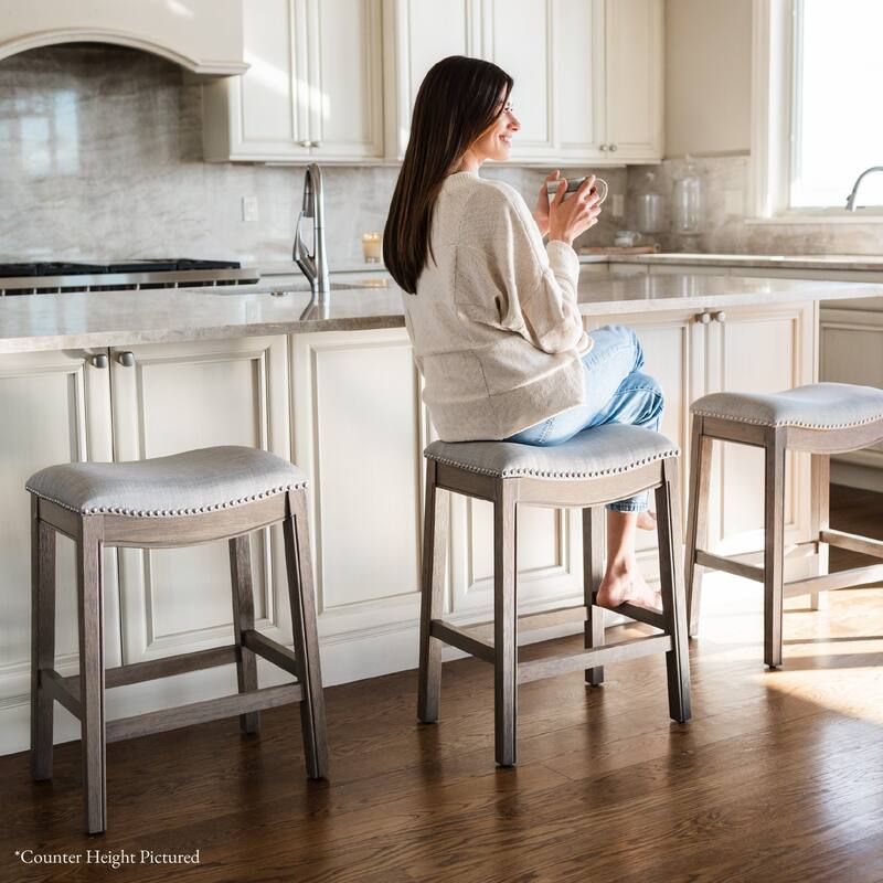 Maven Lane 31" Adrien Saddle Kitchen Bar Height Stool - N/A