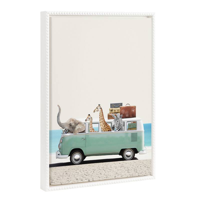 Sylvie Beaded Summer Animal Adventures Frame Canvas by July Art Prints - 18x24