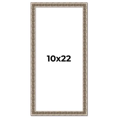 10x22 Frame Silver Versailles Ornate Solid Wood Picture Frame | 1 Inch