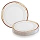 Gold Harmony Rim Disposable Plastic Plate Packs - Party Supplies - White with Burgundy and Gold Rim - 120pcs - Dinner Plates