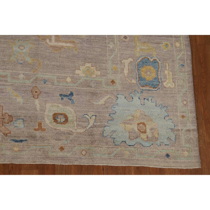 Hand Knotted Oriental 100% Wool Carpet Transitional All-Over Beige & Ivories Oushak Area Rug - 10' 2'' X 8' 0''