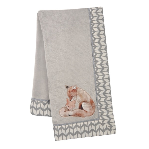 slide 2 of 4, Lambs & Ivy Painted Forest Fox Coral Fleece Baby Blanket - Gray