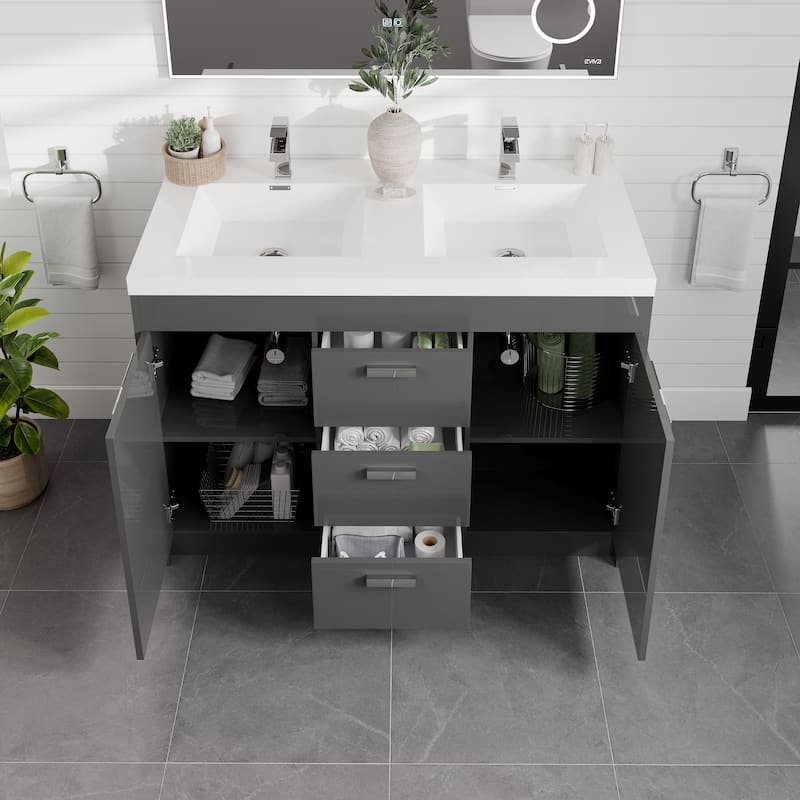 Eviva Lugano 48" Gray DS Bath Vanity with Integrated Sink