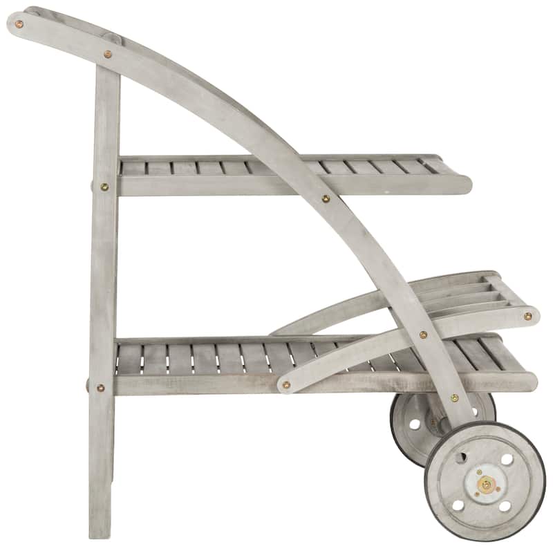 SAFAVIEH Outdoor Johana Acacia Wood Tea Cart - 25Wx34Dx34H