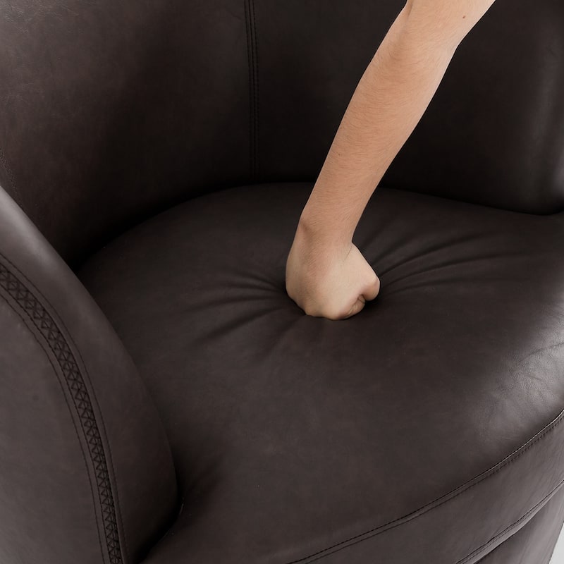 Modern Swivel Leather Accent Chair Upholstered Barrel Chair