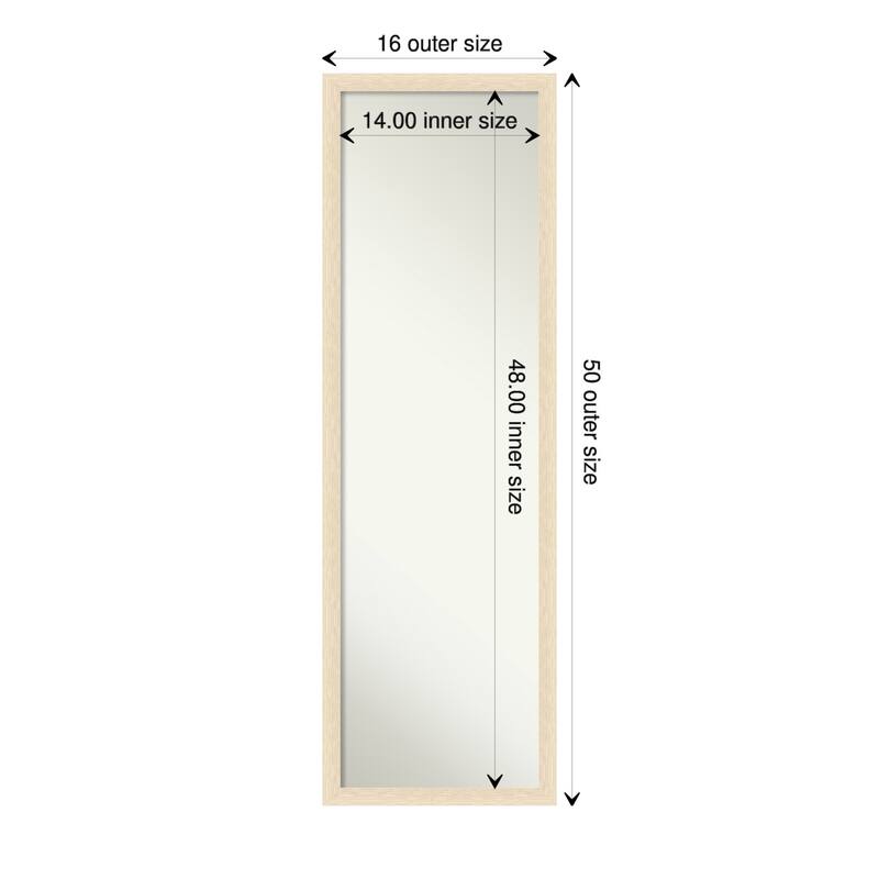 Woodgrain Stripe Non-Beveled Wood Framed Full-Length On the Door Mirror - Glass Size 14x48 - Woodgrain Stripe Blonde