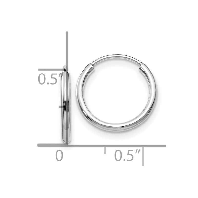 Curata 10k White Gold 1.5mm Polished Round Endless Hoop Earrings - 14mm - 36mm