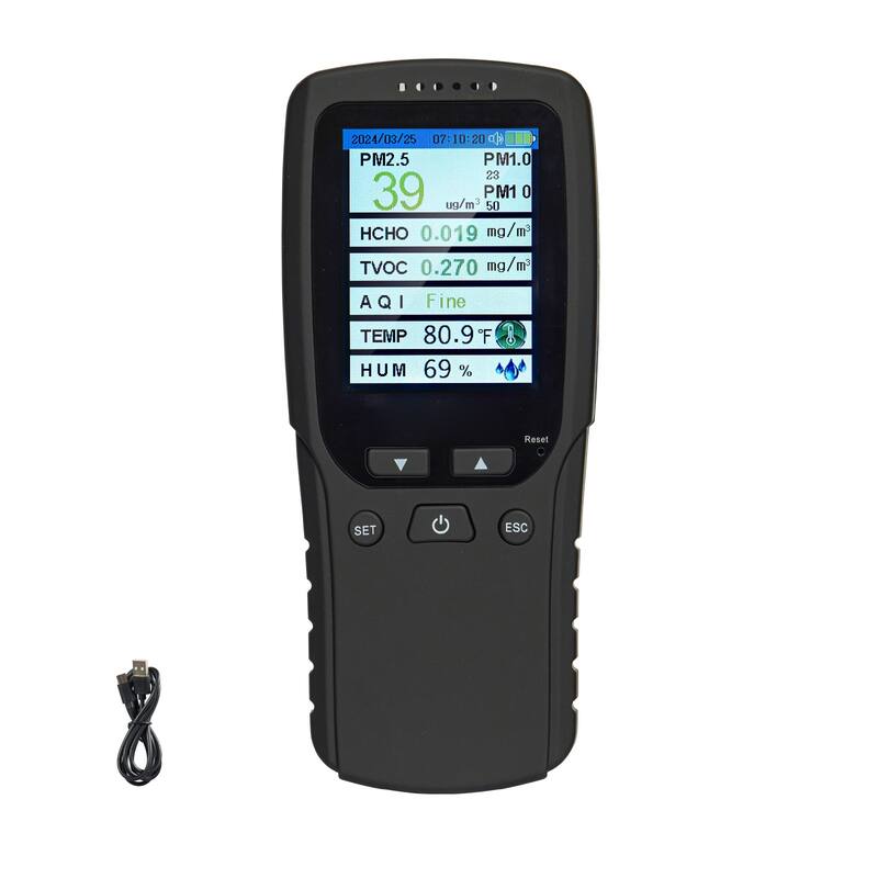 Air Quality Monitor 9-IN-1 for Indoor/Outdoor, Air Quality Meter w/Alarm Thresholds - 8-in-1 2.8"
