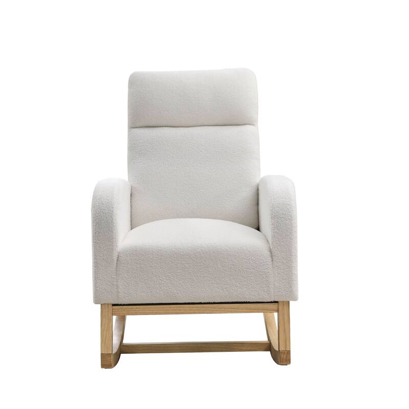 27.6"W Modern Accent High Backrest Living Room Lounge Arm Rocking Chair - Ivory