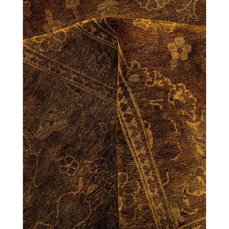Overdyed, One-of-a-Kind Hand-Knotted Area Rug - Brown - 10' 0" x 13' 9"
