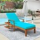 preview thumbnail 1 of 16, Outdoor Solid Wood Chaise Lounge, Patio Reclining Daybed with Wheels Blue