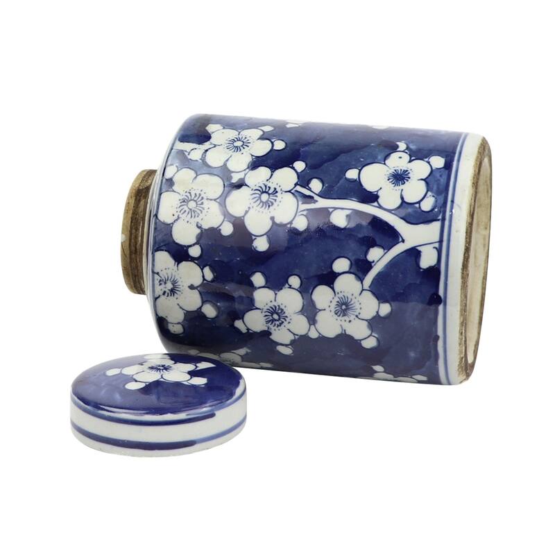 Blue And White Mini Tea Jar Blue Plum