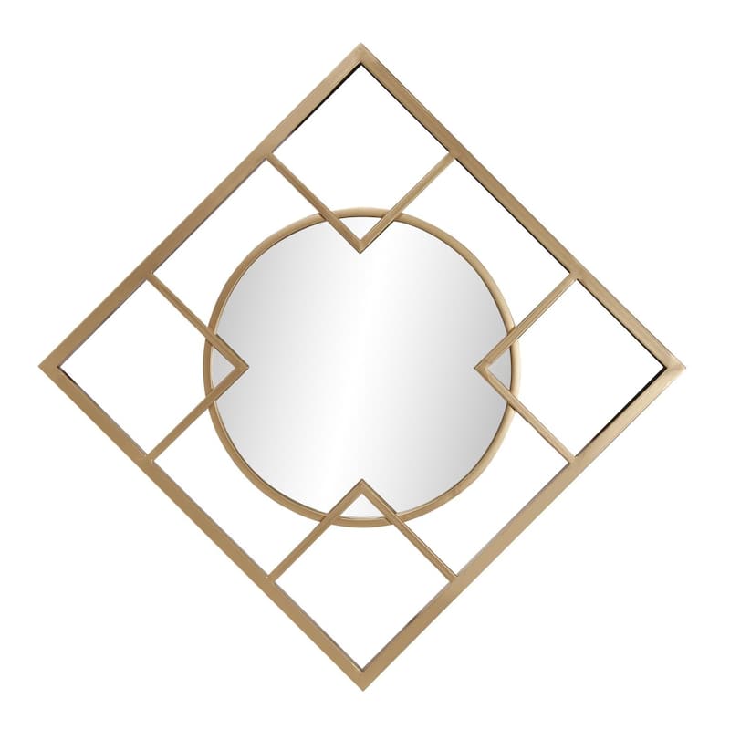 Allan Andrews Metal Framed Circular & Square Gold Wall Mirror - 20"H x 20"W