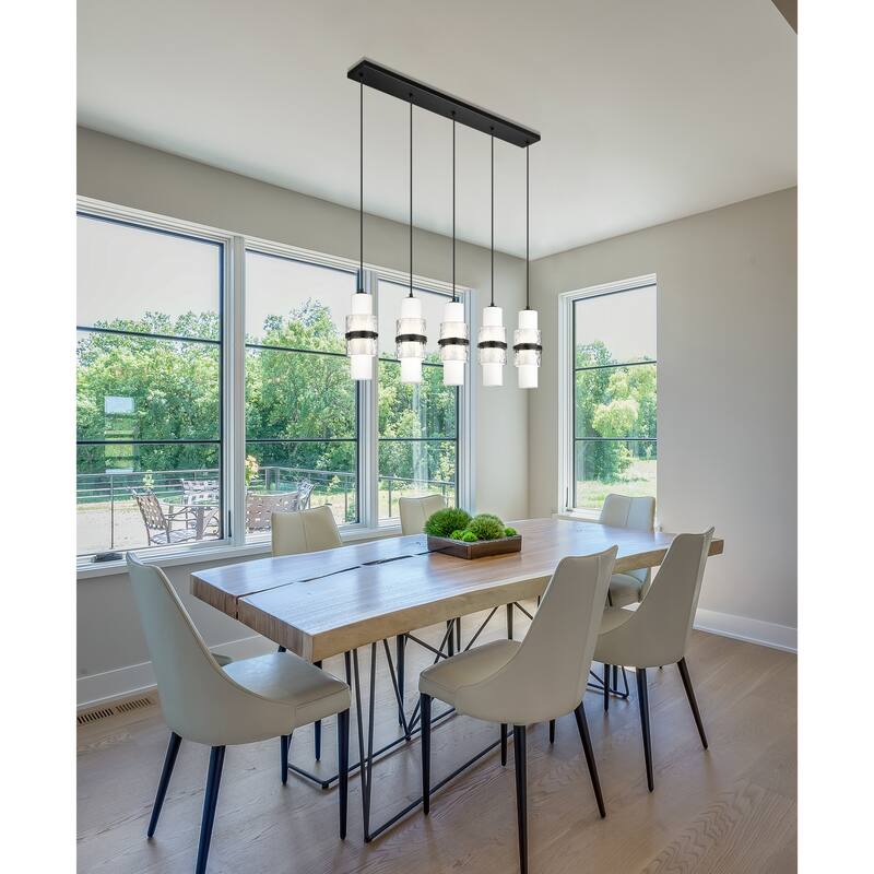 Cayden 5 Light Linear Chandelier in Matte Black - Matte Black