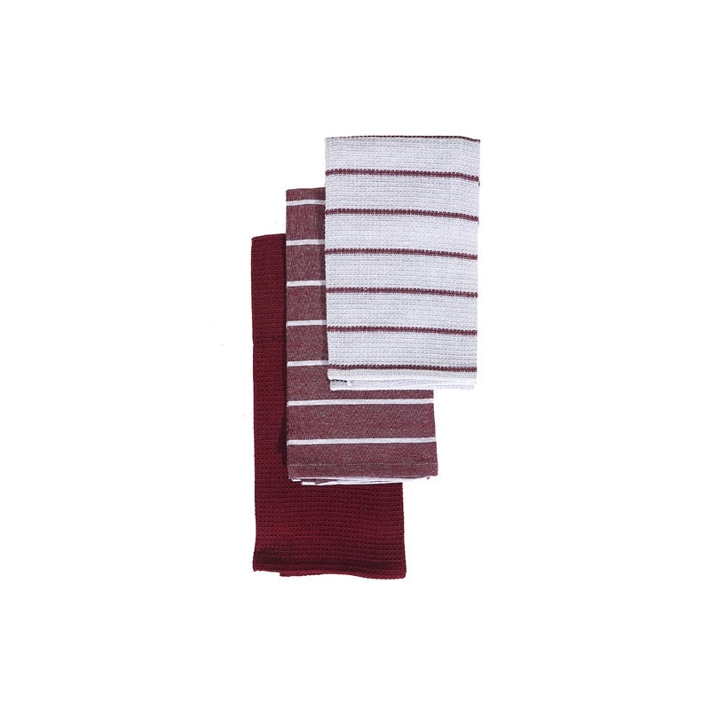 3 Pack Kitchen Towel Set Burgundy Striped Bed Bath Beyond