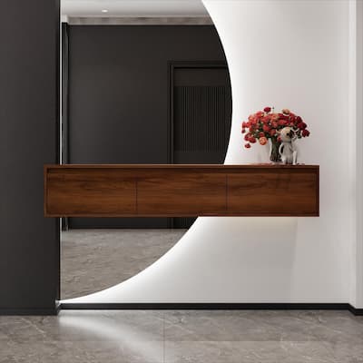 Modern 60 Inch Wall-Mounted Bathroom Vanity Base with 3 Soft-Close Drawers, Storage Cabinet without Sink