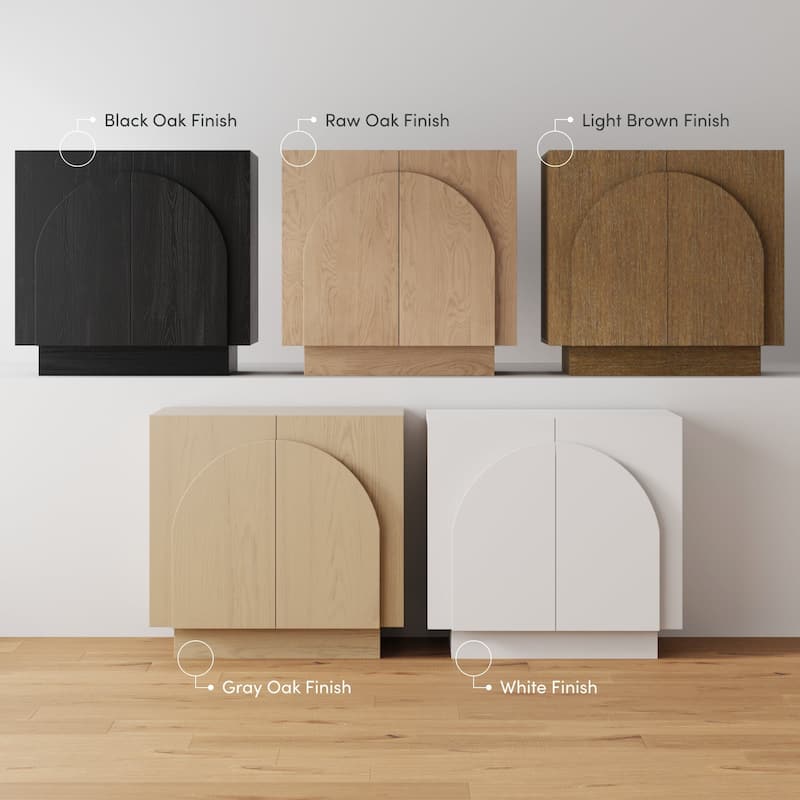 Iris Wooden Accent Cabinet, Sideboard Credenza or TV Stand with Arched Cabinet Doors and Adjustable Shelves