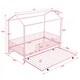 preview thumbnail 4 of 26, Kids and Baby House-Shaped Metal Twin Size House Bed with Fence and Trundle