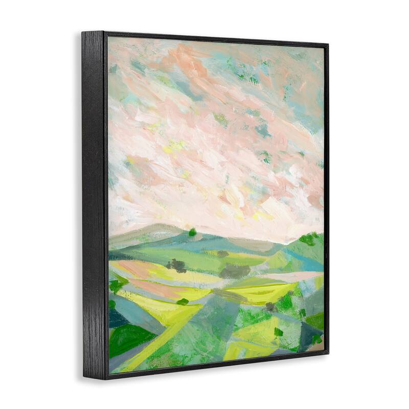 Stupell Vibrant Green Hills Landscape Framed Giclee Art Design By Ashley Davis