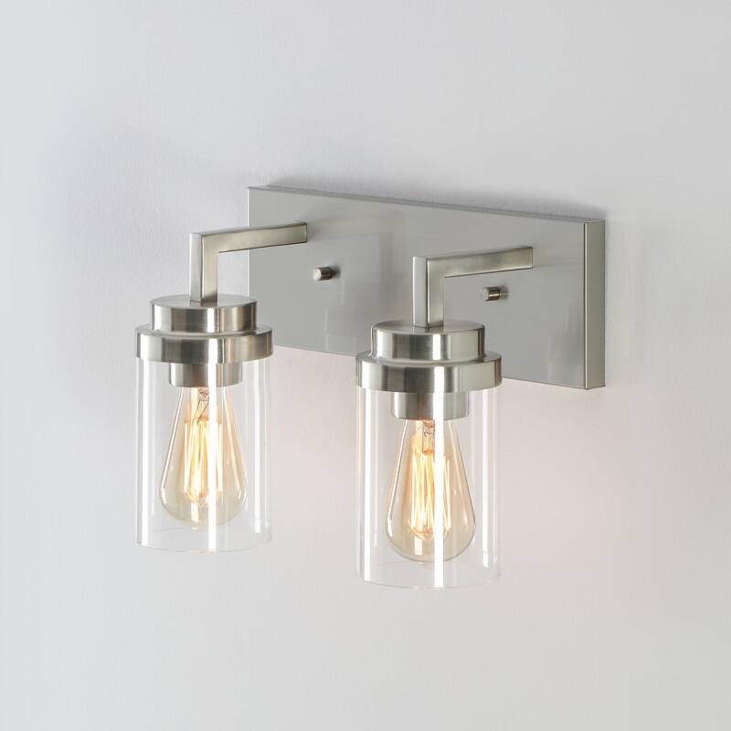 KAWOTI 2-Light Dimmable Bathroom Vanity Light with Clear Glass Shade