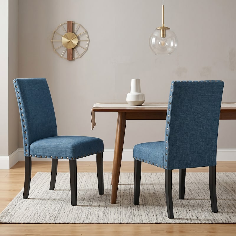 Copper Grove Humboldt Nailhead-trim Fabric Dining Chairs (Set of 2) - Blue