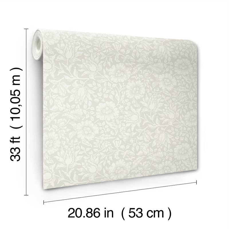 A-Street Prints Mallow Dove Floral Vine Wallpaper