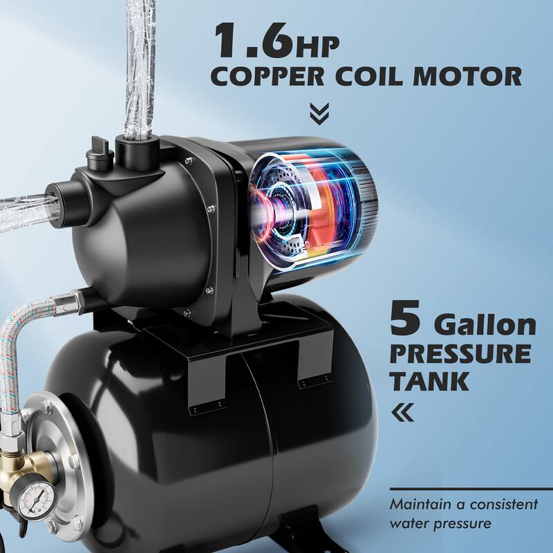 Gymax 1.6 HP Shallow Well Pump 1000 GPH 164 FT Stainless Steel Garden