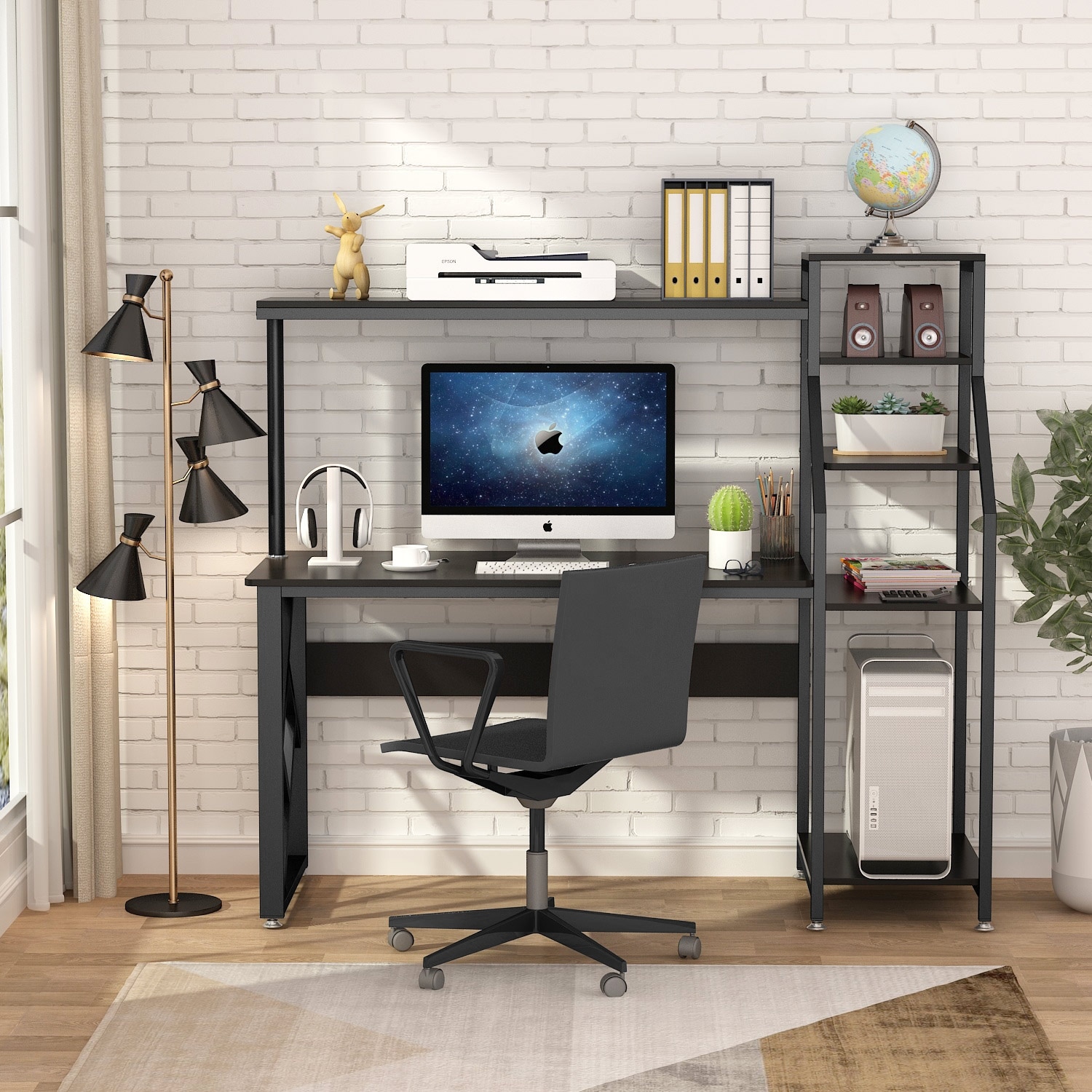 Shop Computer Desk With 4 Tier Storage Shelves Study Desk