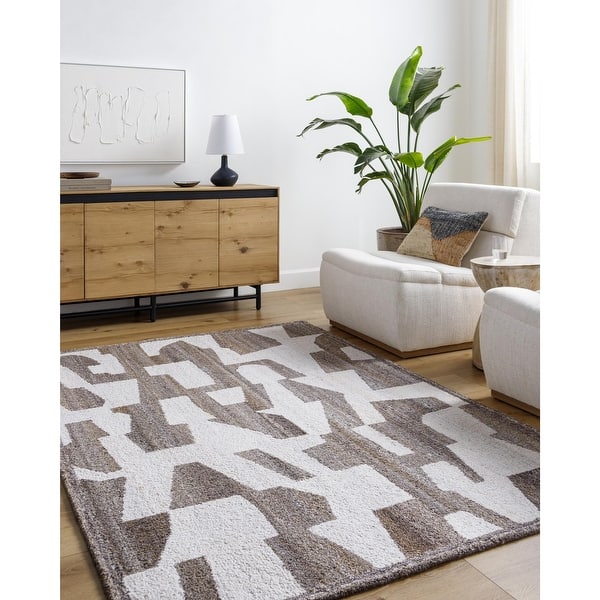 slide 2 of 14, Livabliss Andes Modern Abstract Area Rug Brown/Grey - 2' x 3'