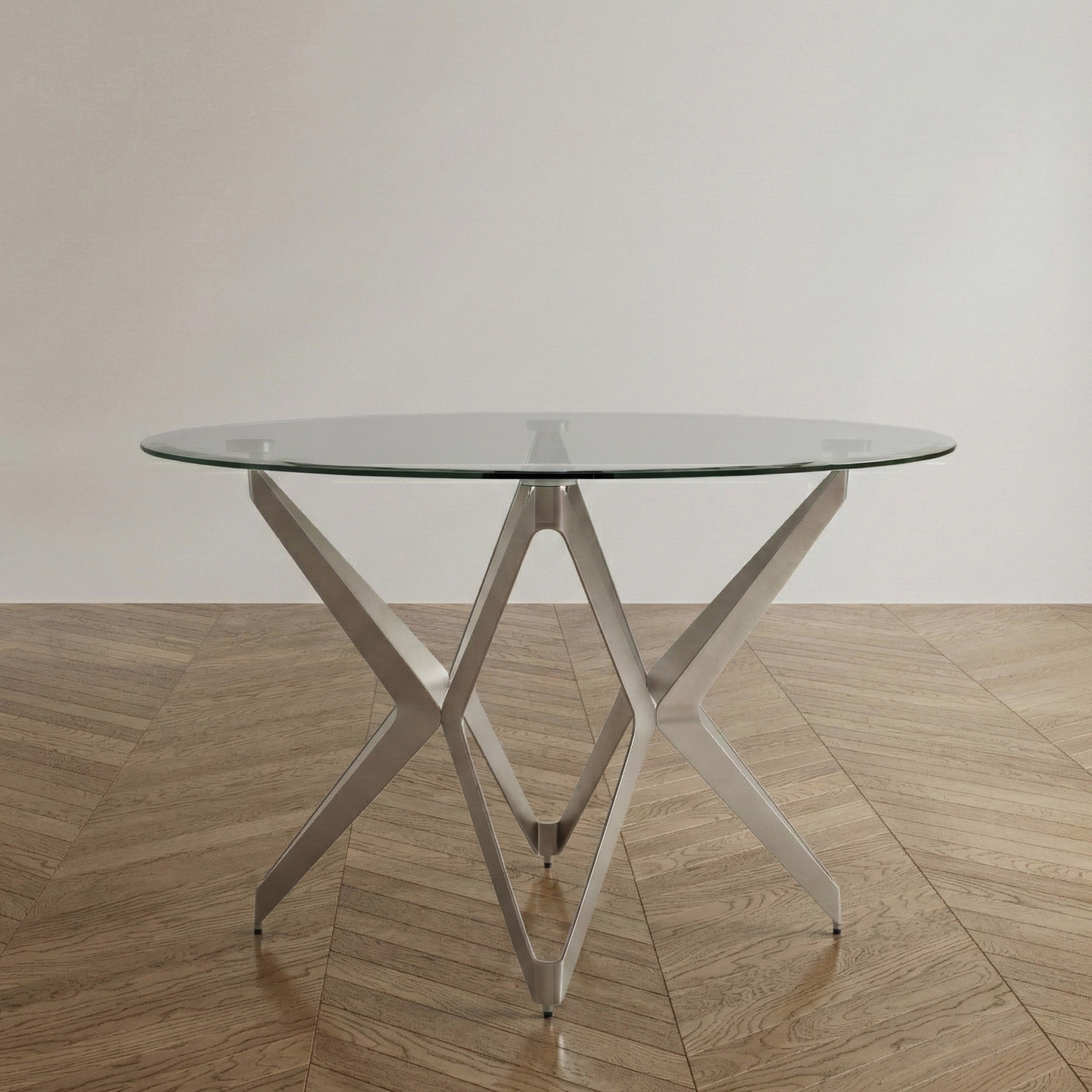 Furniture of America Wilch Modern 48-inch Glass Top Round Dining Table