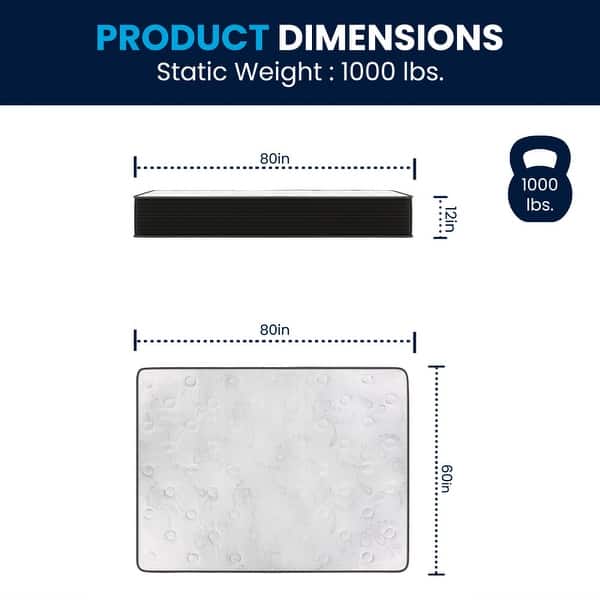 dimension image slide 2 of 4, 12" Hybrid Pocket Spring Mattress, Mattress in a Box - Cooling Mattress
