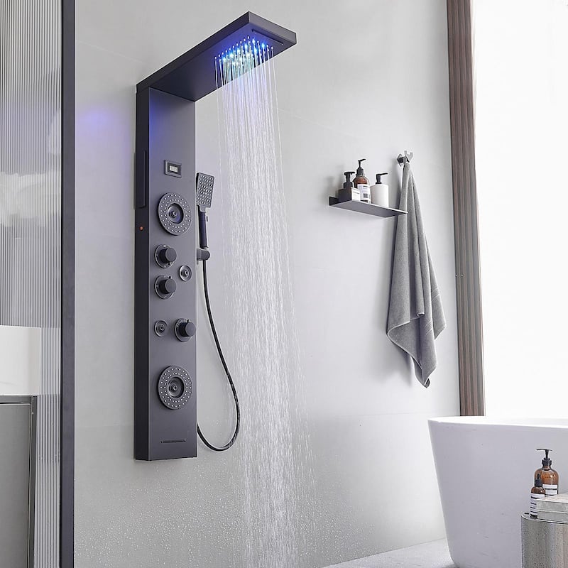 4-Jet LED Shower Panel with Heavy Rain Shower