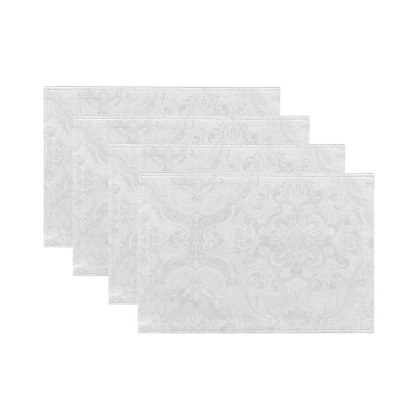 slide 2 of 24, Porch & Den Pamela Damask Placemat (Set of 4) - 13"x19" White