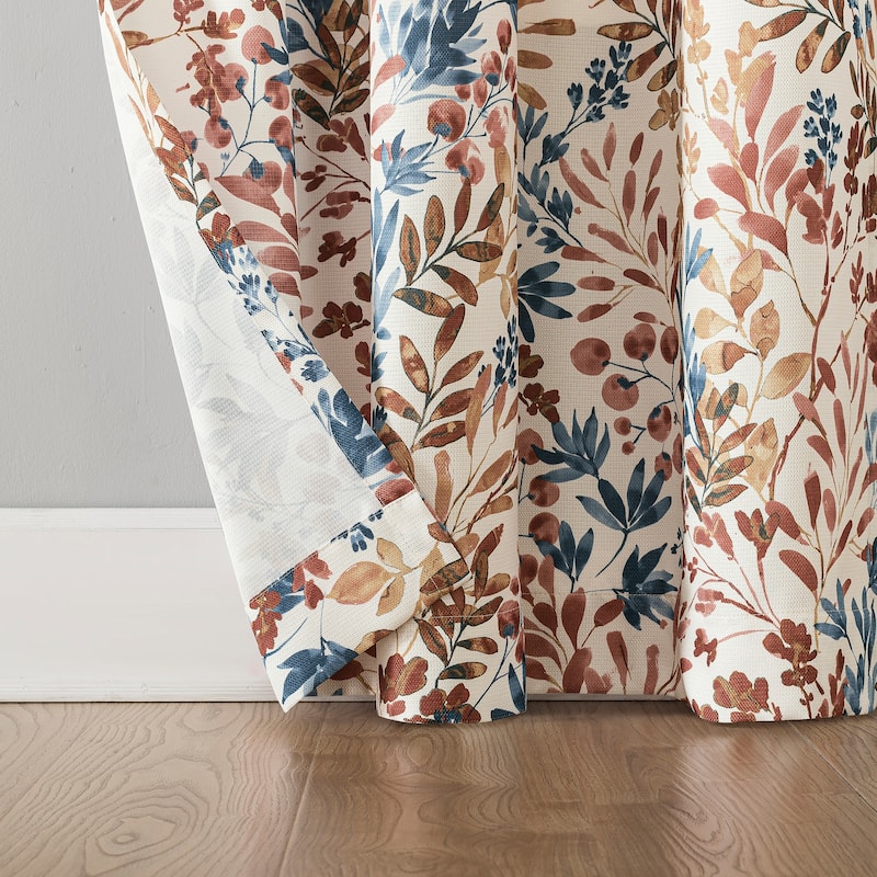 No. 918 Amelie Botanical Print Room Darkening Grommet Curtain Panel, Single Panel