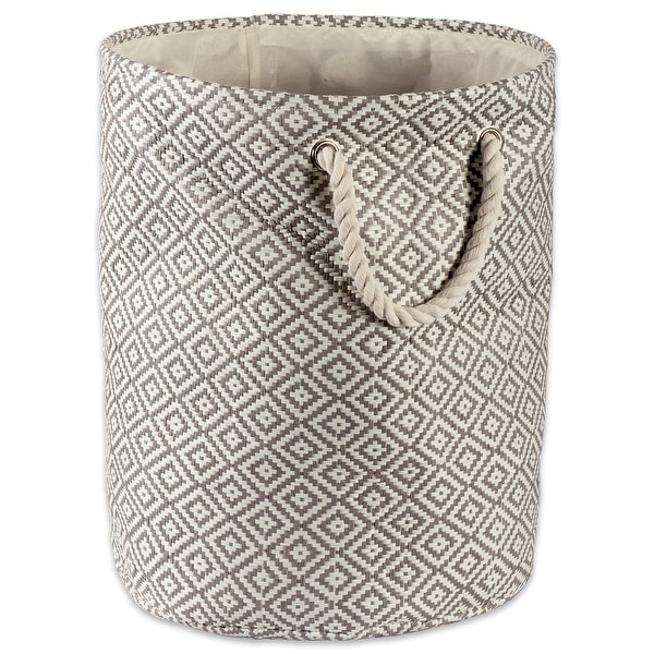 20" Gray Geometric Patterned Round Large Paper Bin - N/A
