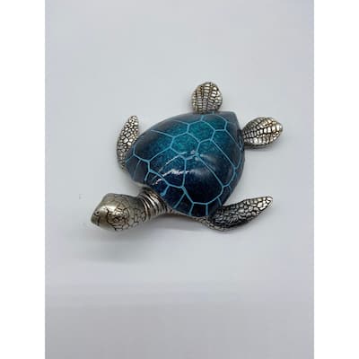 7" Blue Turtle with Silver Accents
