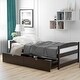 preview thumbnail 10 of 49, Pine Wood Twin Size Platform Bed Frame with 2 Drawers or Twin Size Trundle Bed Frame for Kids, Teens, No Box Spring Required Espresso+2 Drawers - Twin