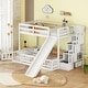 preview thumbnail 7 of 9, Twin Over Full Bunk Bed with Slide, Storage Staircase, Pine Solid Wooden Bunk Bed with Safety Guardrails