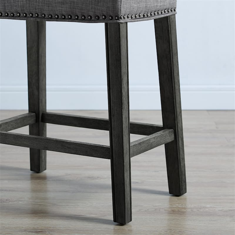 Upholstered Backless Saddle Seat Counter Stools 24" Height Set of 2