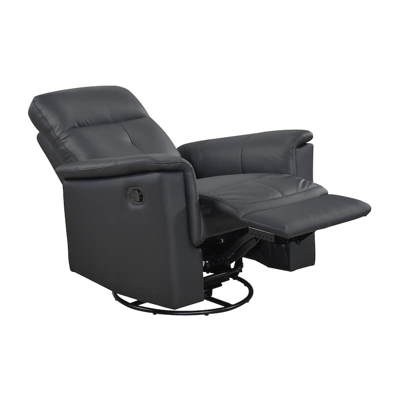 Fremont & Park Monte 35.5" Leather Swivel Glider Manual Recliner - 360-Degree Swivel
