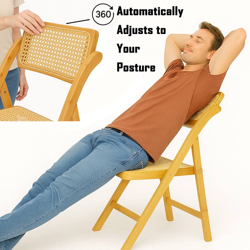 Sand Tristan Bamboo Folding Chairs Set of 2 Portable Indoor Outdoor