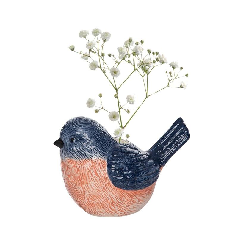 Transpac Ceramic Blue Bird Vase Home Decorations Spring