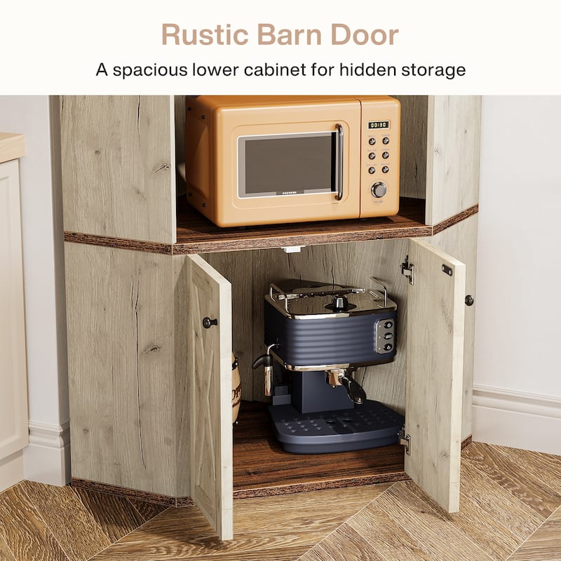 Farmhouse 4-Tier Corner Storage Cabinet Bookshelf with Open Shelves