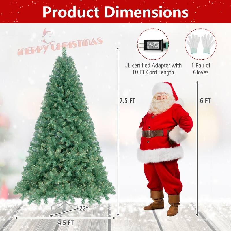 Gymax 7.5 FT Pre-Lit Tinsel Christmas Tree Artificial Xmas Tree w/