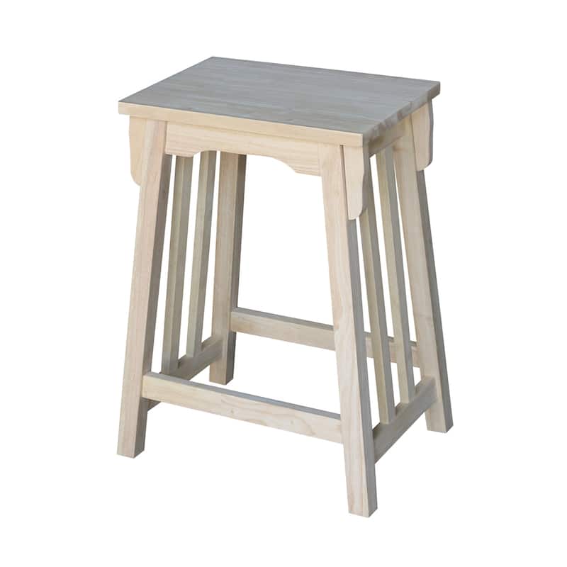 24-inch Unfinished Solid Parawood Mission Counter Stool - Single - Unfinished - Counter Height