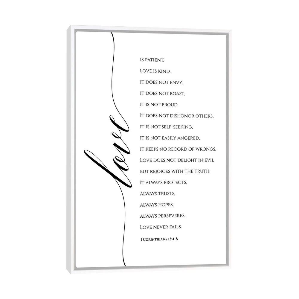 iCanvas "Love Is Patient, Love Is Kind, 1 Corinthians 13-4-8" by Eden Printables Framed Canvas Print